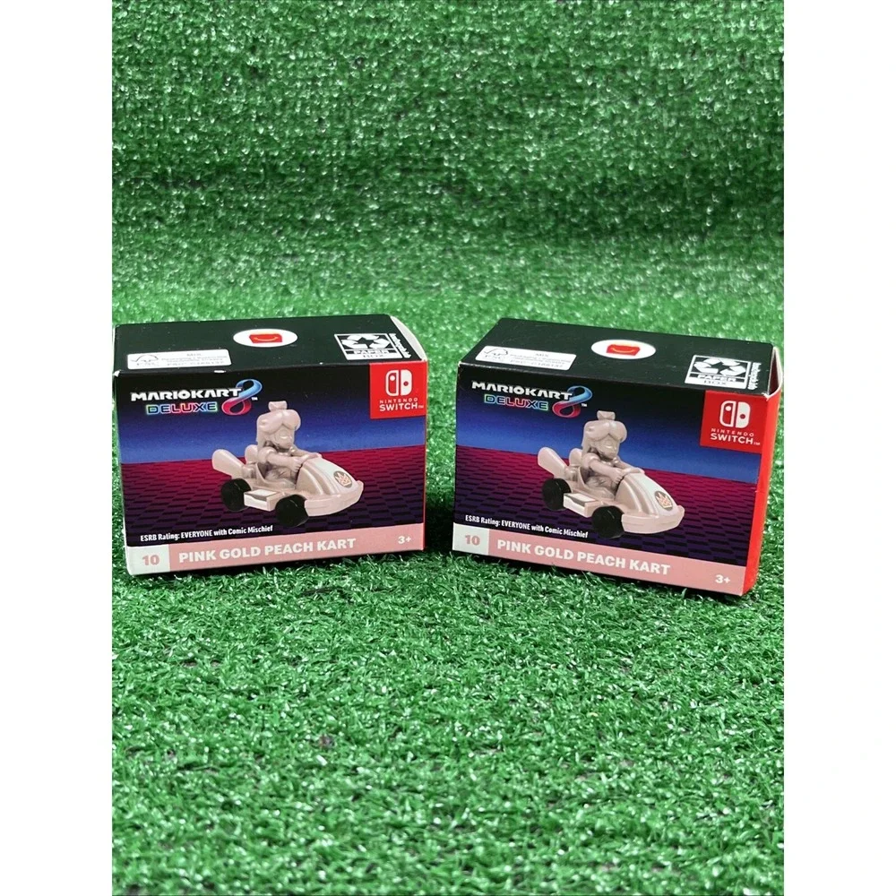 Mario Kart Deluxe 8‎ Pink Gold Peach #10 Nintendo Switch McDonald's Toy Lot Of 2
